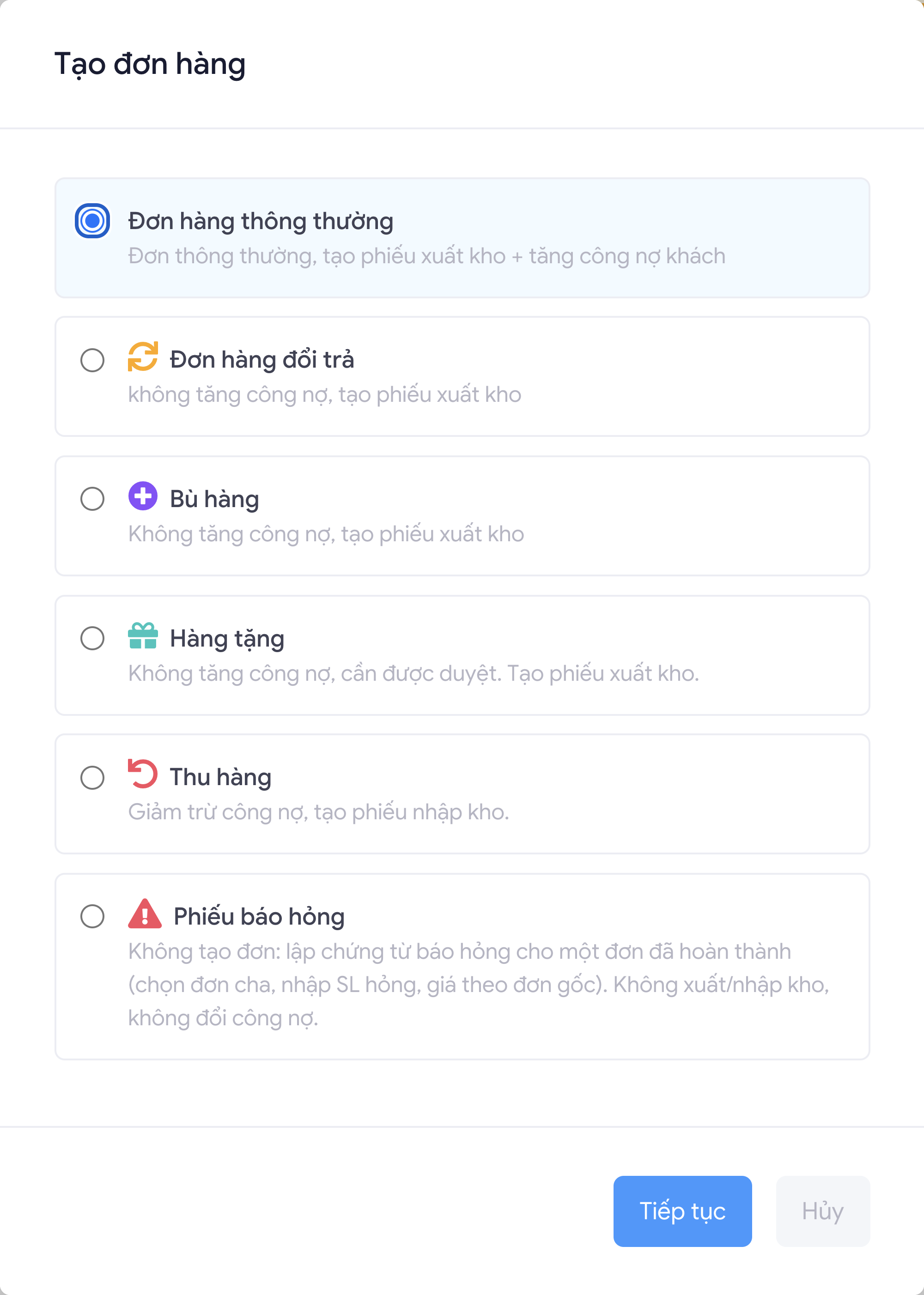 Chọn loại đơn